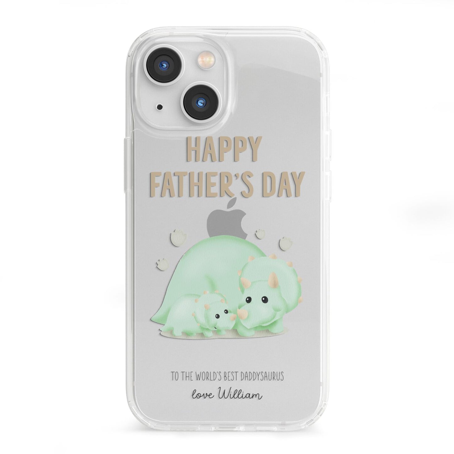 Happy Fathers Day Custom Triceratops iPhone 13 Mini Clear Bumper Case
