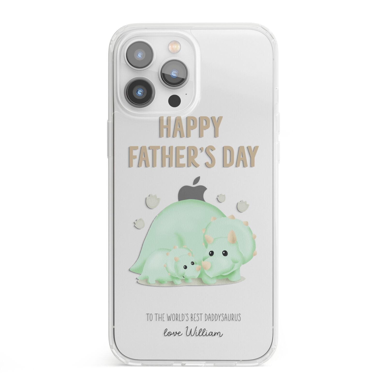 Happy Fathers Day Custom Triceratops iPhone 13 Pro Max Clear Bumper Case