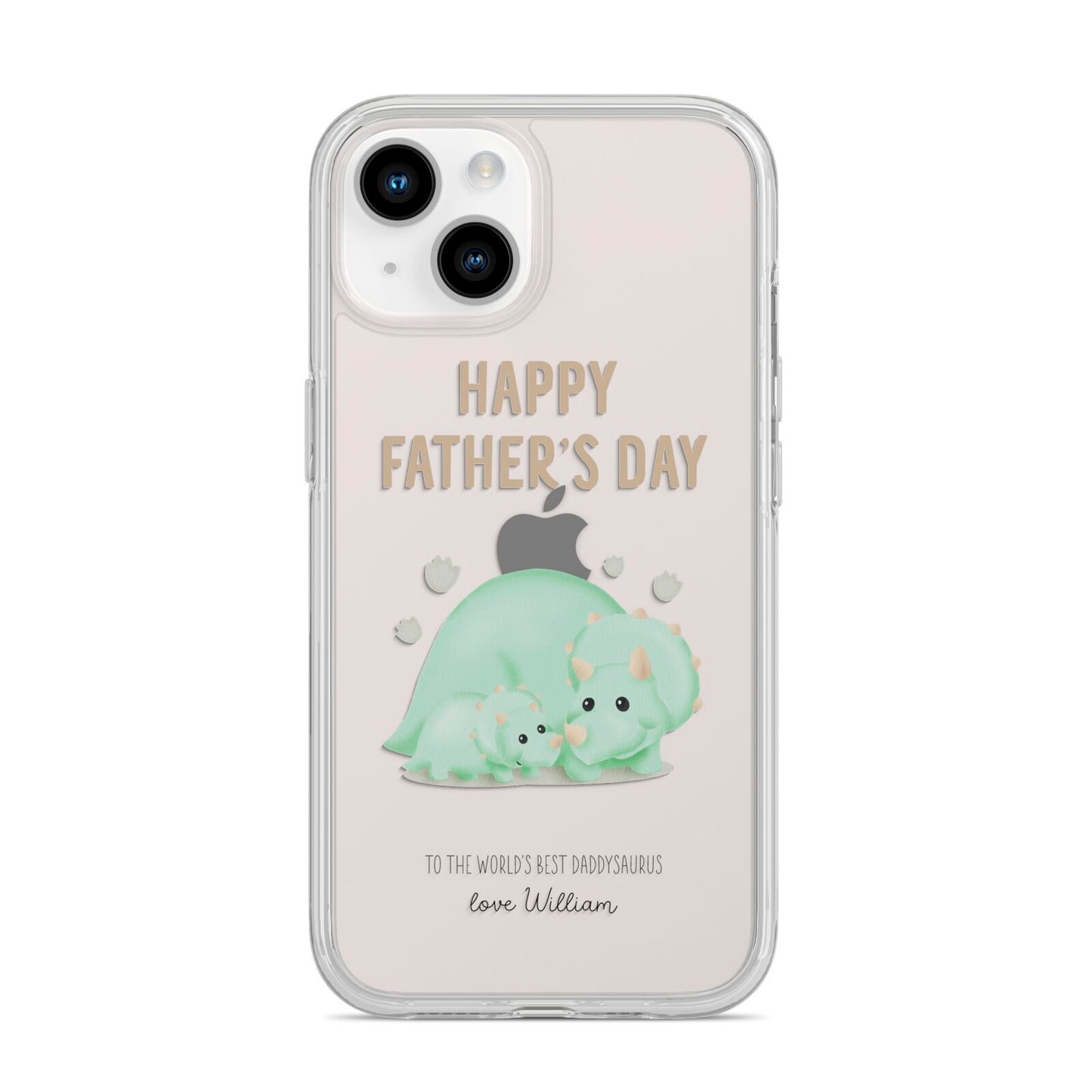 Happy Fathers Day Custom Triceratops iPhone 14 Clear Tough Case Starlight