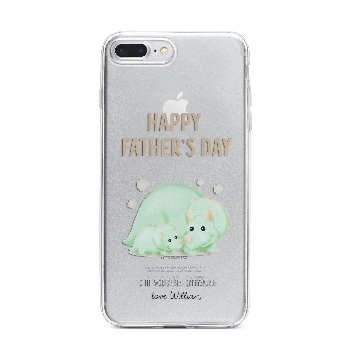 Happy Fathers Day Custom Triceratops iPhone 7 Plus Bumper Case on Silver iPhone