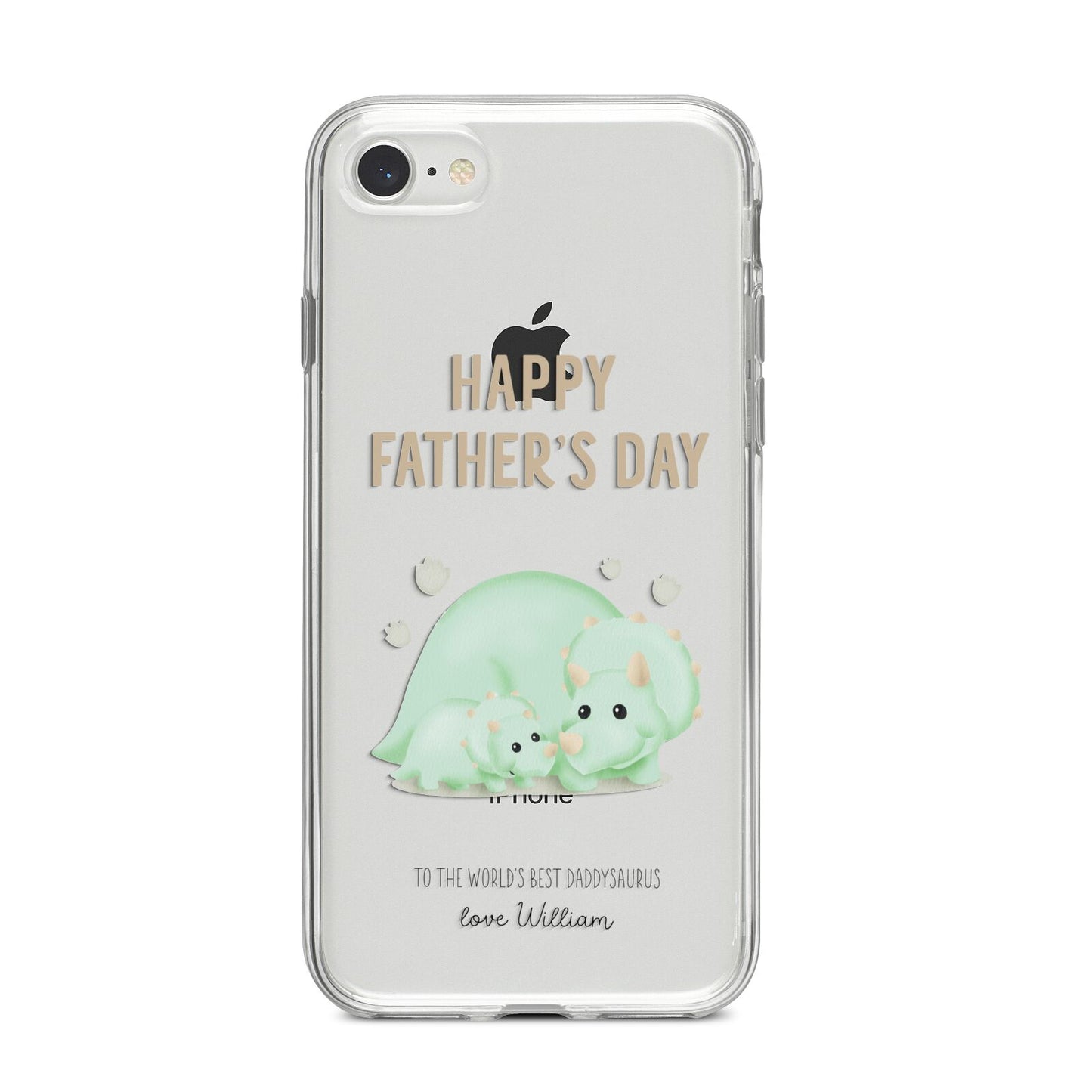 Happy Fathers Day Custom Triceratops iPhone 8 Bumper Case on Silver iPhone