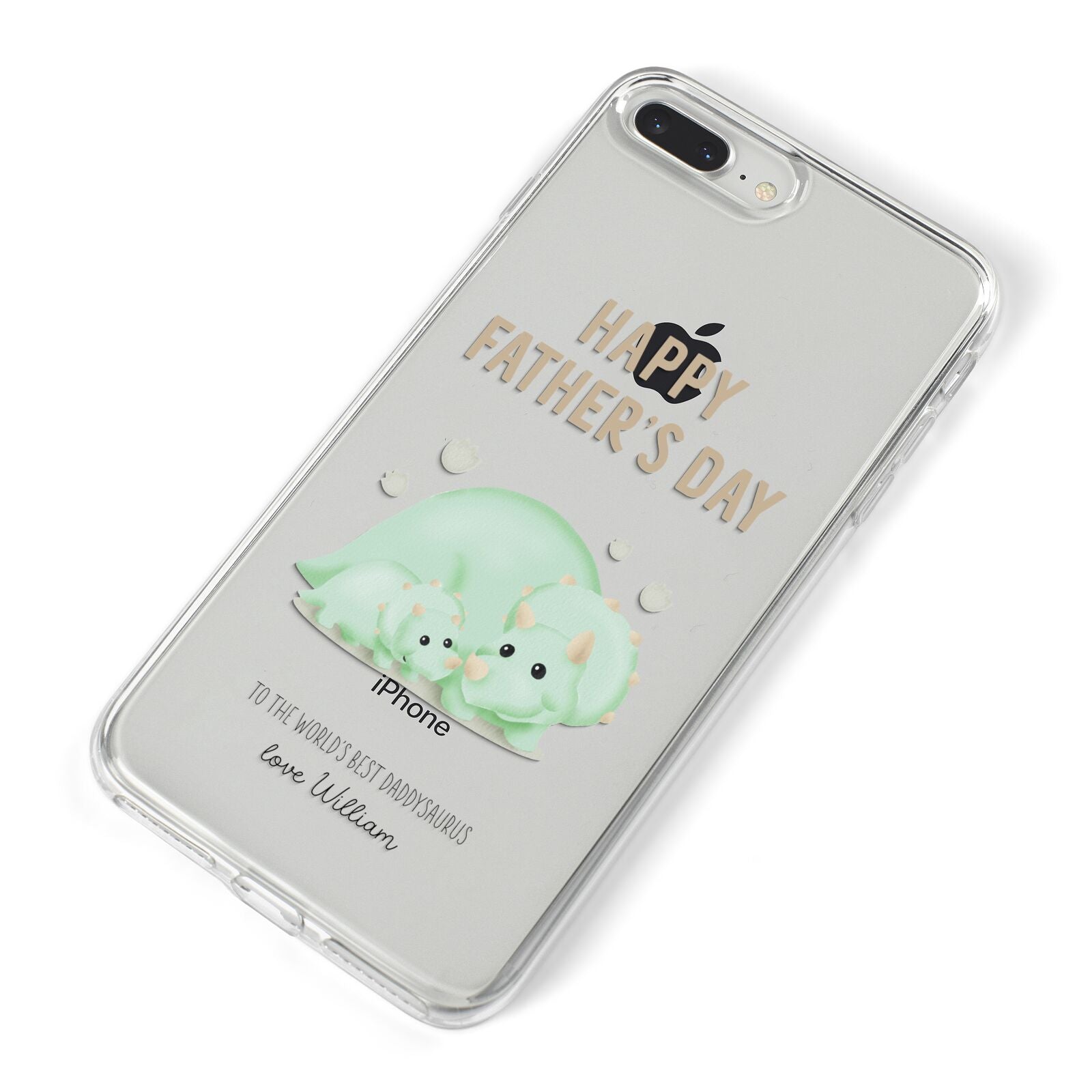 Happy Fathers Day Custom Triceratops iPhone 8 Plus Bumper Case on Silver iPhone Alternative Image