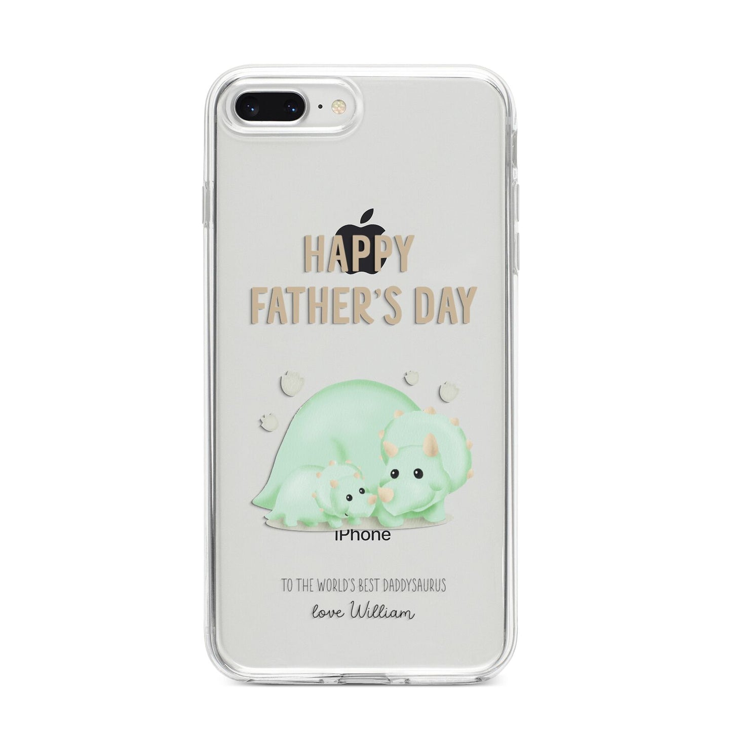 Happy Fathers Day Custom Triceratops iPhone 8 Plus Bumper Case on Silver iPhone