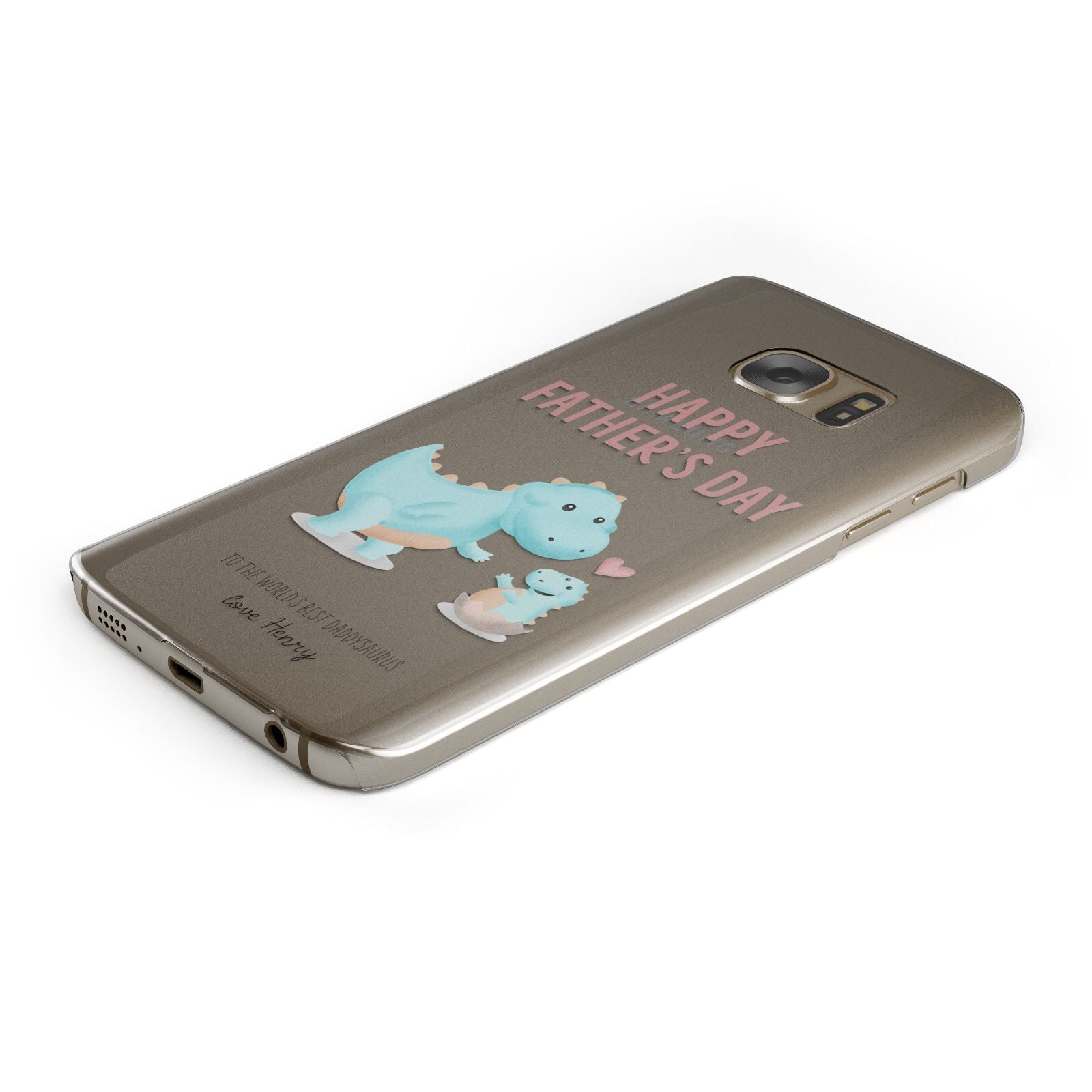 Happy Fathers Day Daddysaurus Protective Samsung Galaxy Case Angled Image