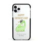 Happy Fathers Day Dino Apple iPhone 11 Pro in Silver with Black Impact Case