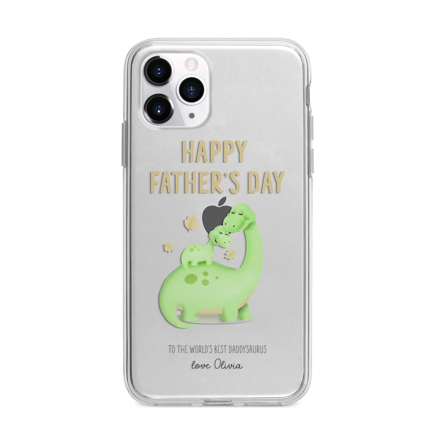 Happy Fathers Day Dino Apple iPhone 11 Pro in Silver with Bumper Case