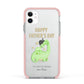 Happy Fathers Day Dino Apple iPhone 11 in White with Pink Impact Case