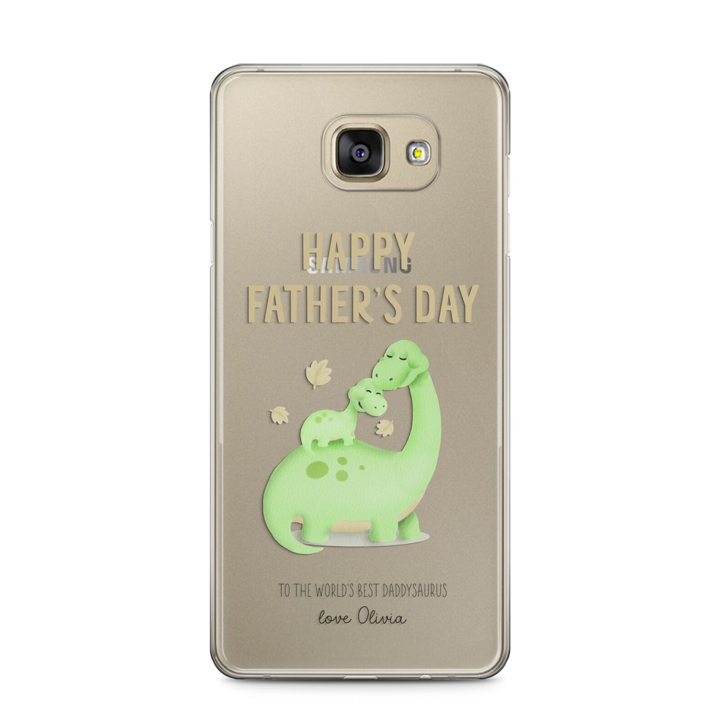 Happy Fathers Day Dino Samsung Galaxy A5 2016 Case on gold phone