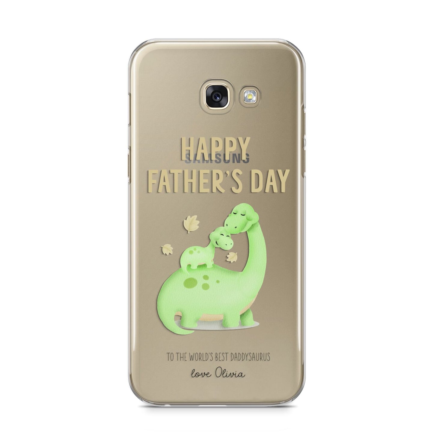 Happy Fathers Day Dino Samsung Galaxy A5 2017 Case on gold phone