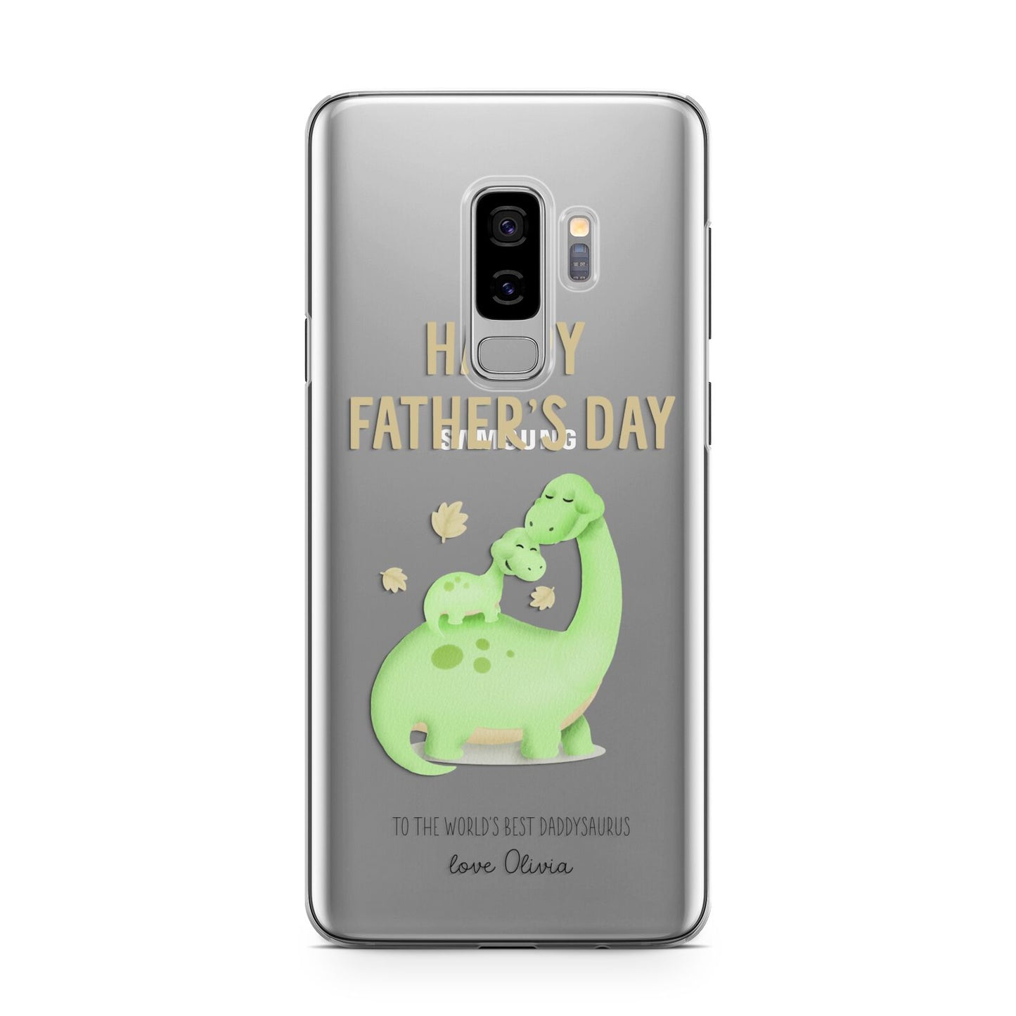 Happy Fathers Day Dino Samsung Galaxy S9 Plus Case on Silver phone