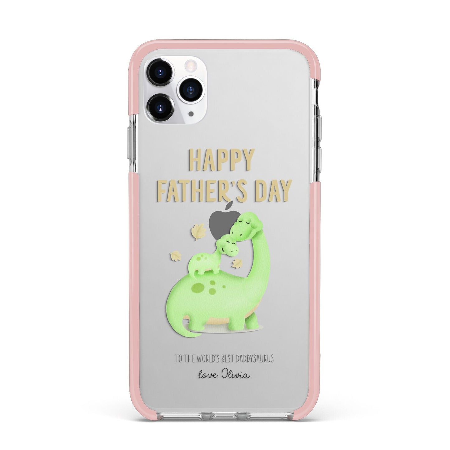 Happy Fathers Day Dino iPhone 11 Pro Max Impact Pink Edge Case