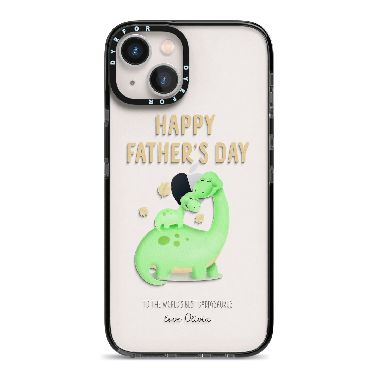 Happy Fathers Day Dino iPhone 13 Black Impact Case on Silver phone