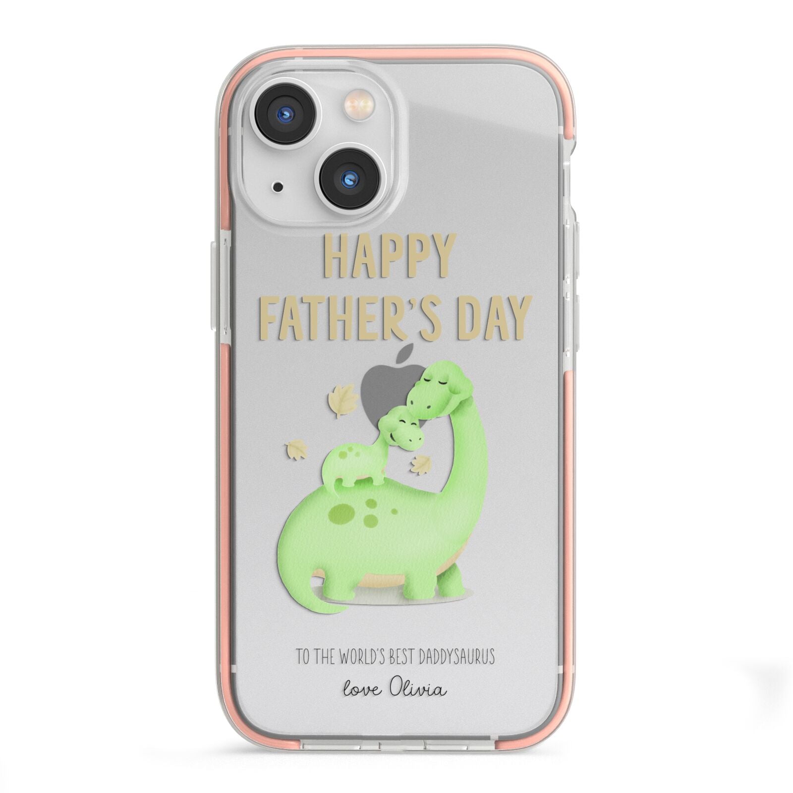 Happy Fathers Day Dino iPhone 13 Mini TPU Impact Case with Pink Edges