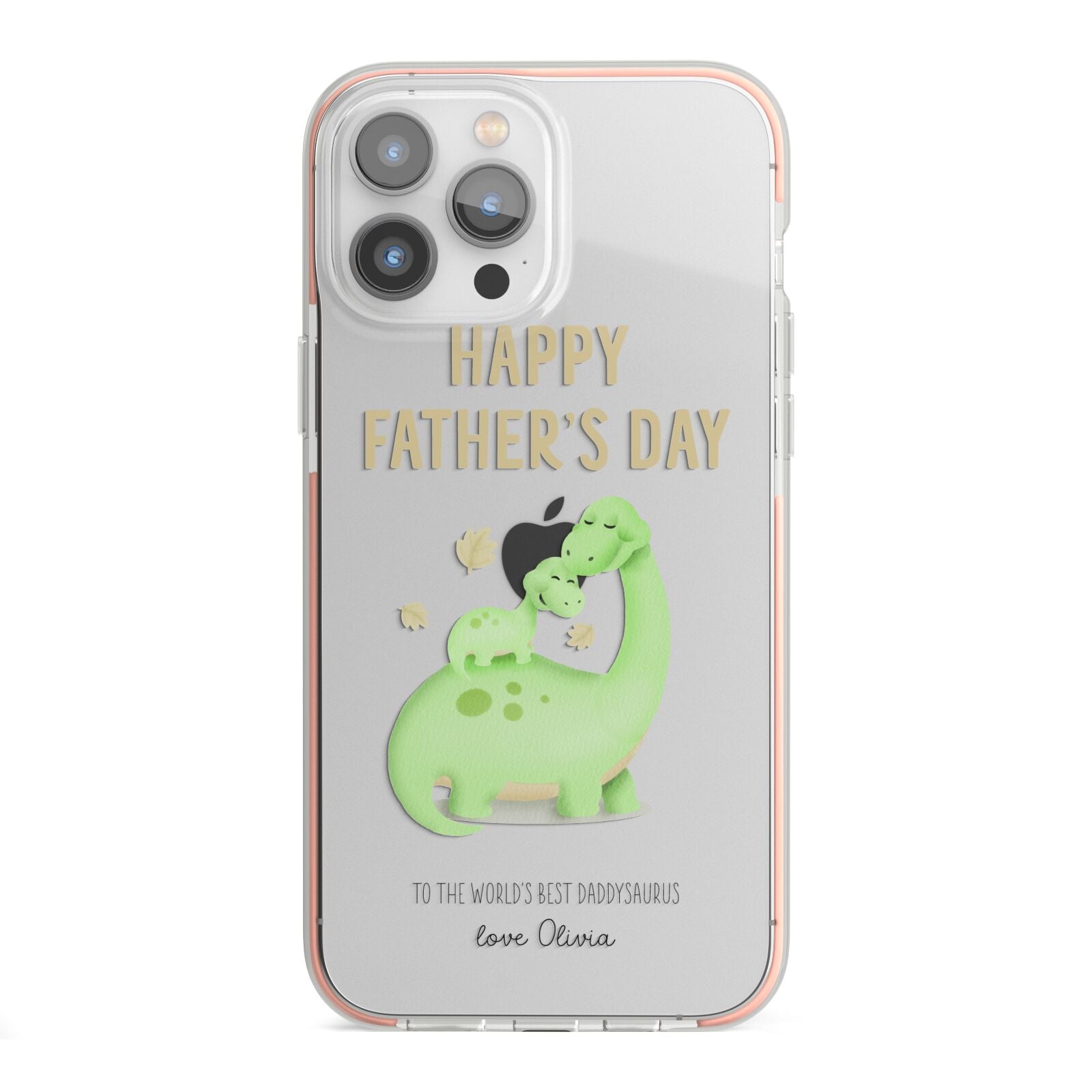 Happy Fathers Day Dino iPhone 13 Pro Max TPU Impact Case with Pink Edges