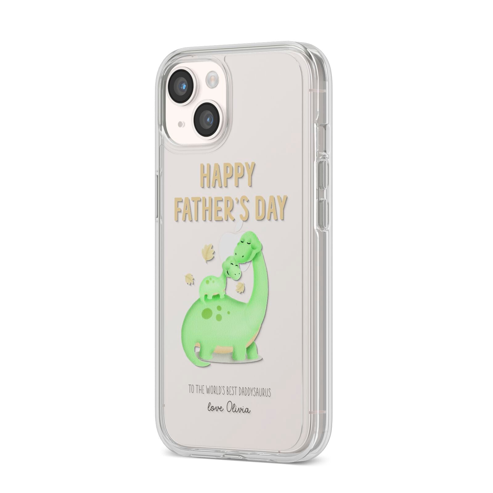 Happy Fathers Day Dino iPhone 14 Clear Tough Case Starlight Angled Image