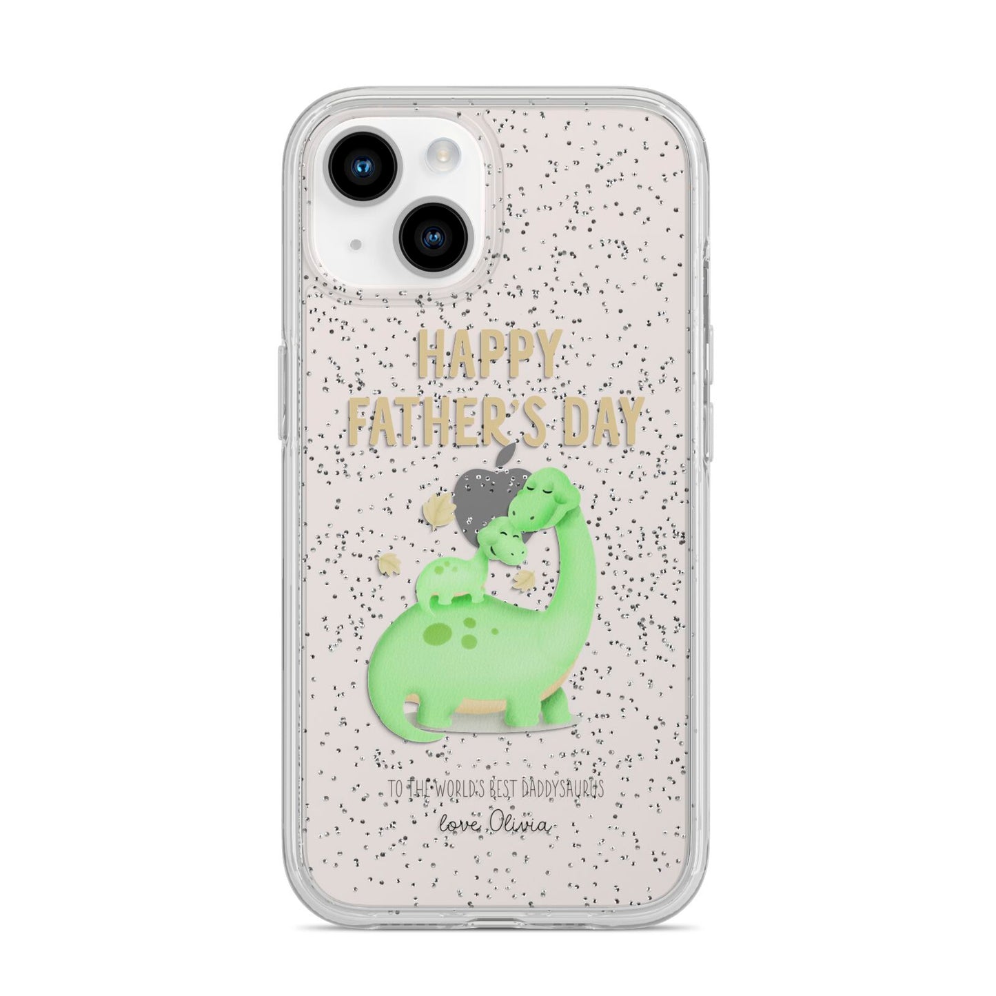 Happy Fathers Day Dino iPhone 14 Glitter Tough Case Starlight