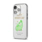 Happy Fathers Day Dino iPhone 14 Pro Clear Tough Case Silver Angled Image
