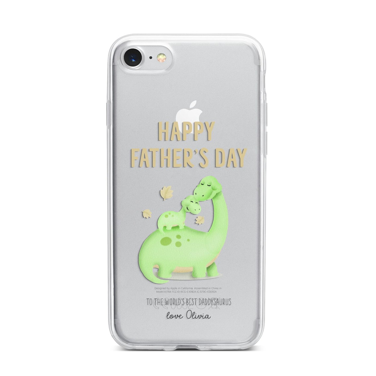 Happy Fathers Day Dino iPhone 7 Bumper Case on Silver iPhone