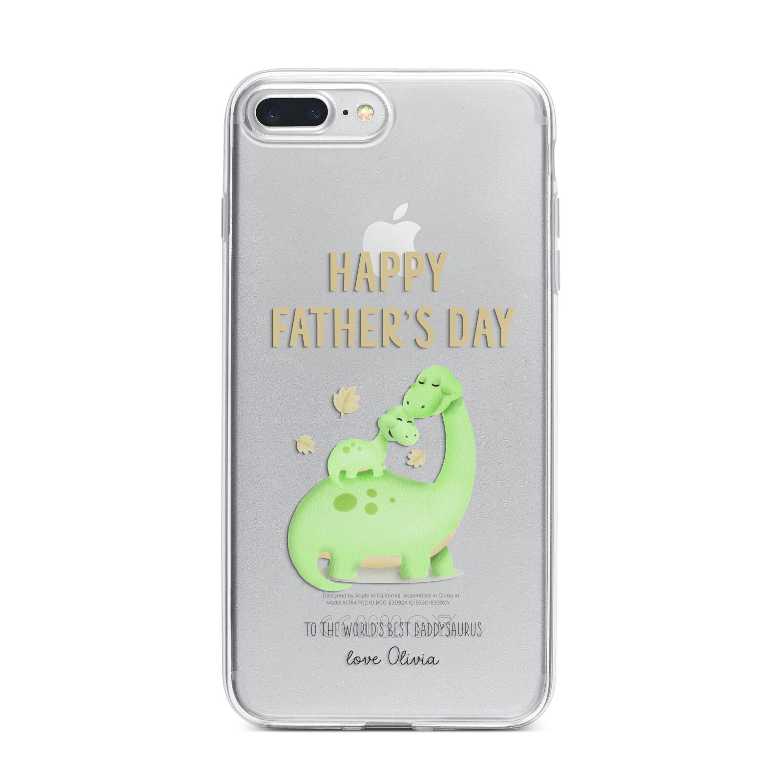Happy Fathers Day Dino iPhone 7 Plus Bumper Case on Silver iPhone