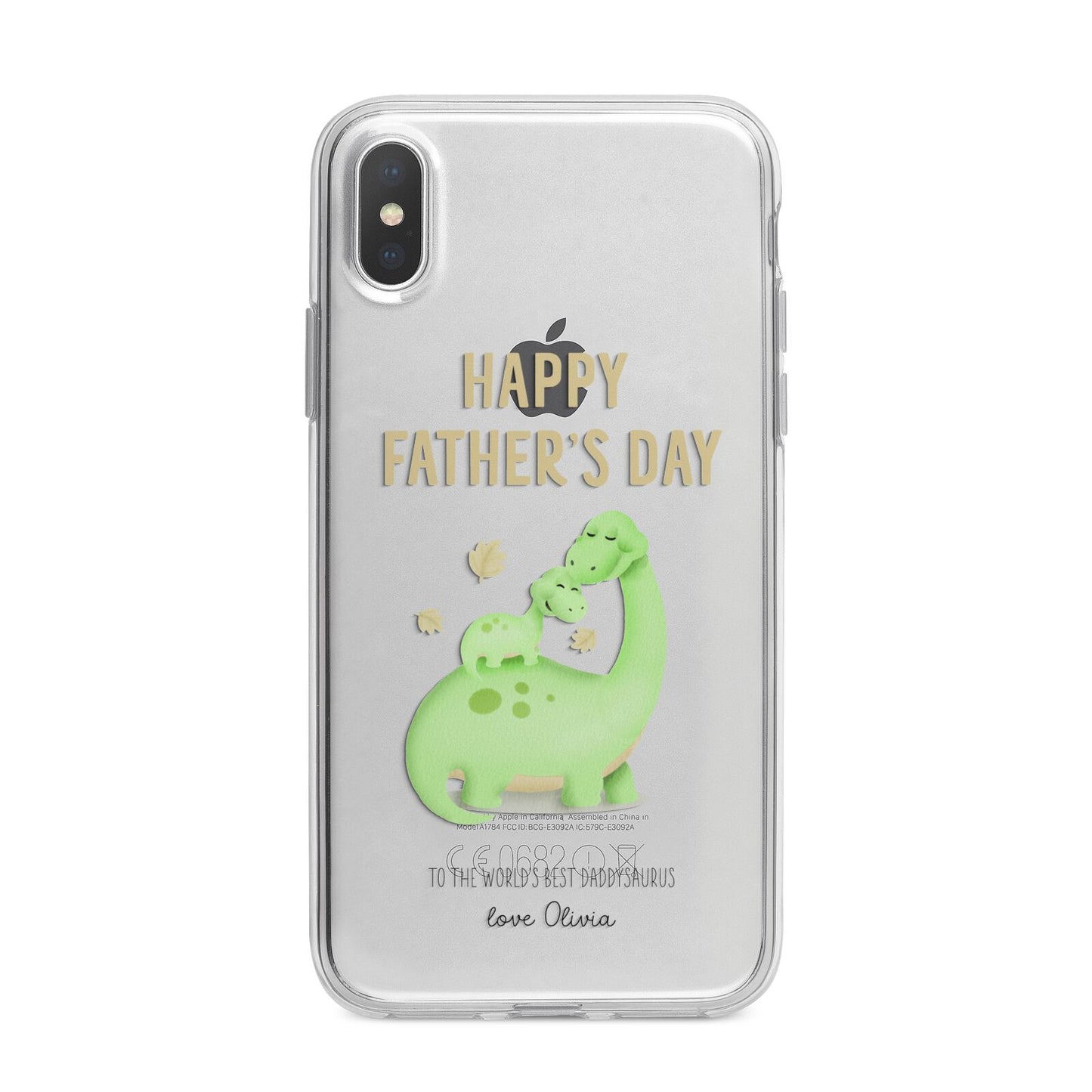 Happy Fathers Day Dino iPhone X Bumper Case on Silver iPhone Alternative Image 1