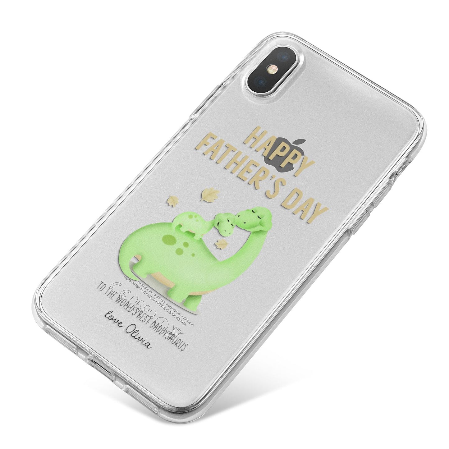 Happy Fathers Day Dino iPhone X Bumper Case on Silver iPhone