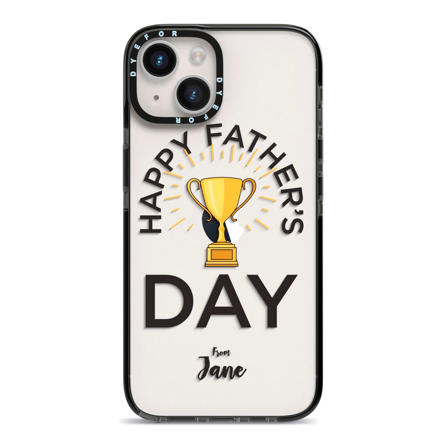 Happy Fathers Day iPhone 14 Black Impact Case on Silver phone