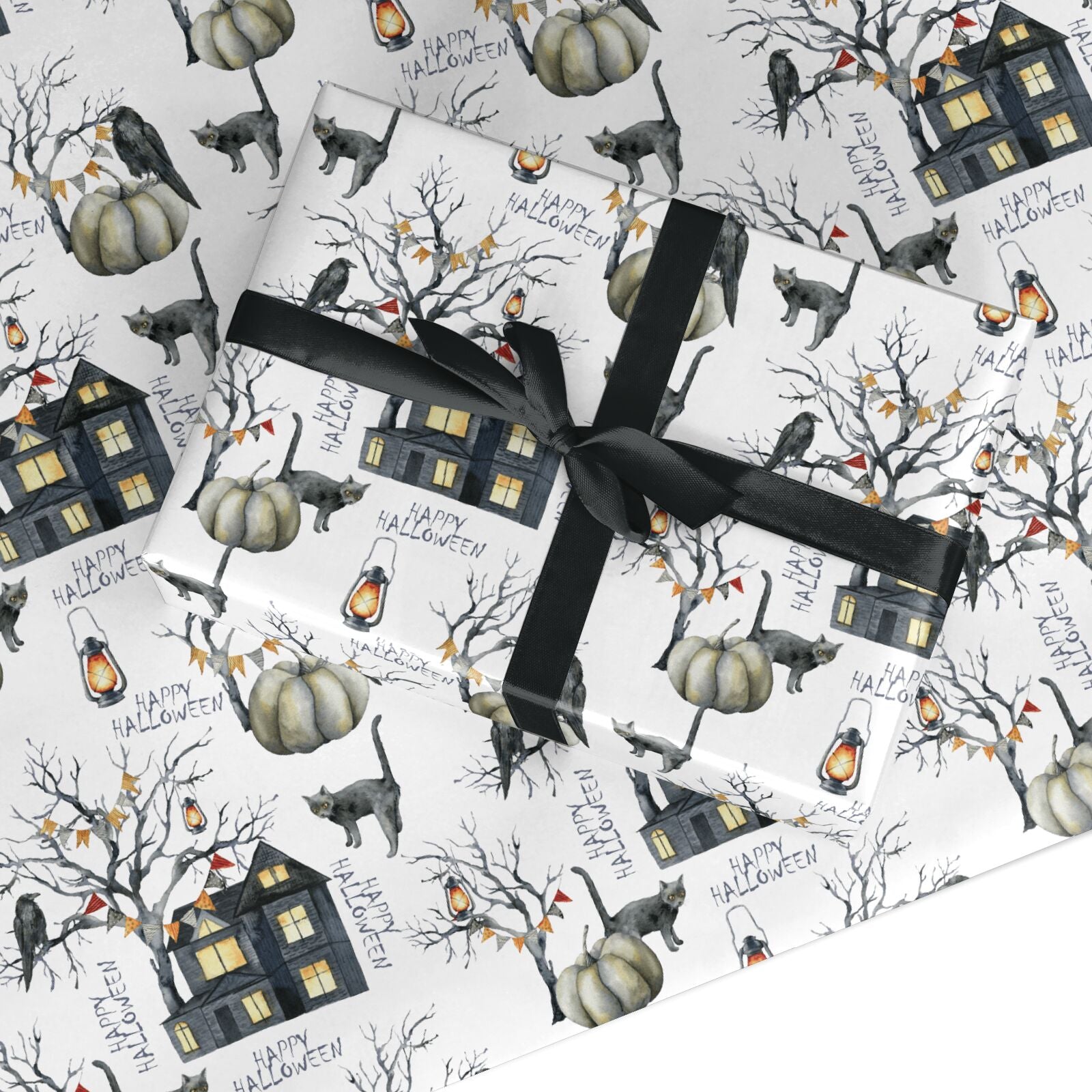 Happy Halloween Scene Custom Wrapping Paper