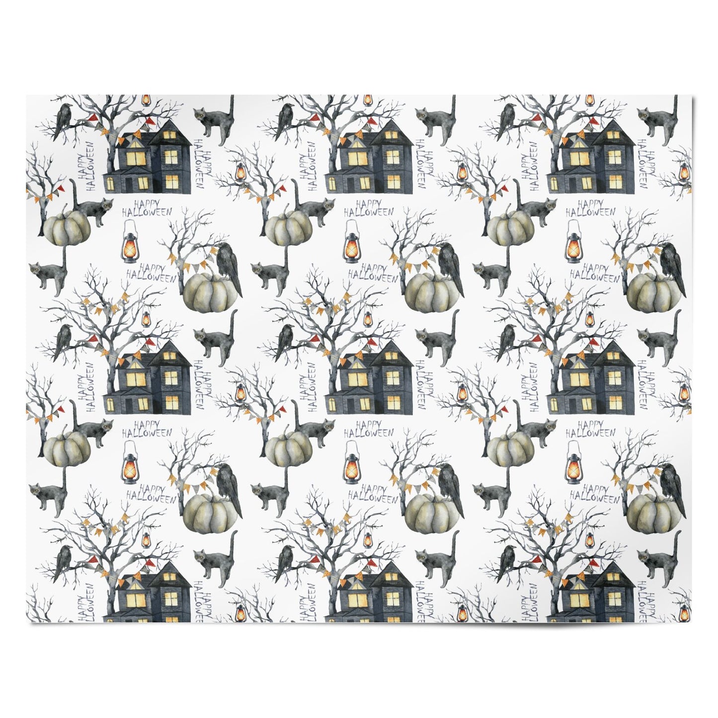 Happy Halloween Scene Personalised Wrapping Paper Alternative