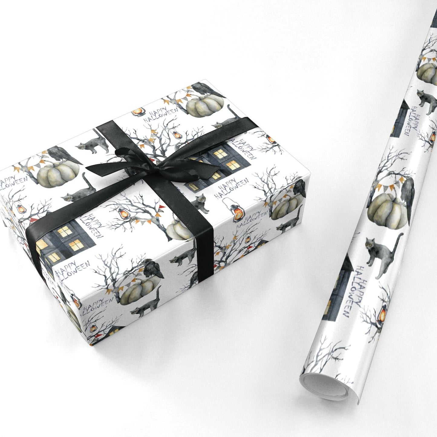 Happy Halloween Scene Personalised Wrapping Paper