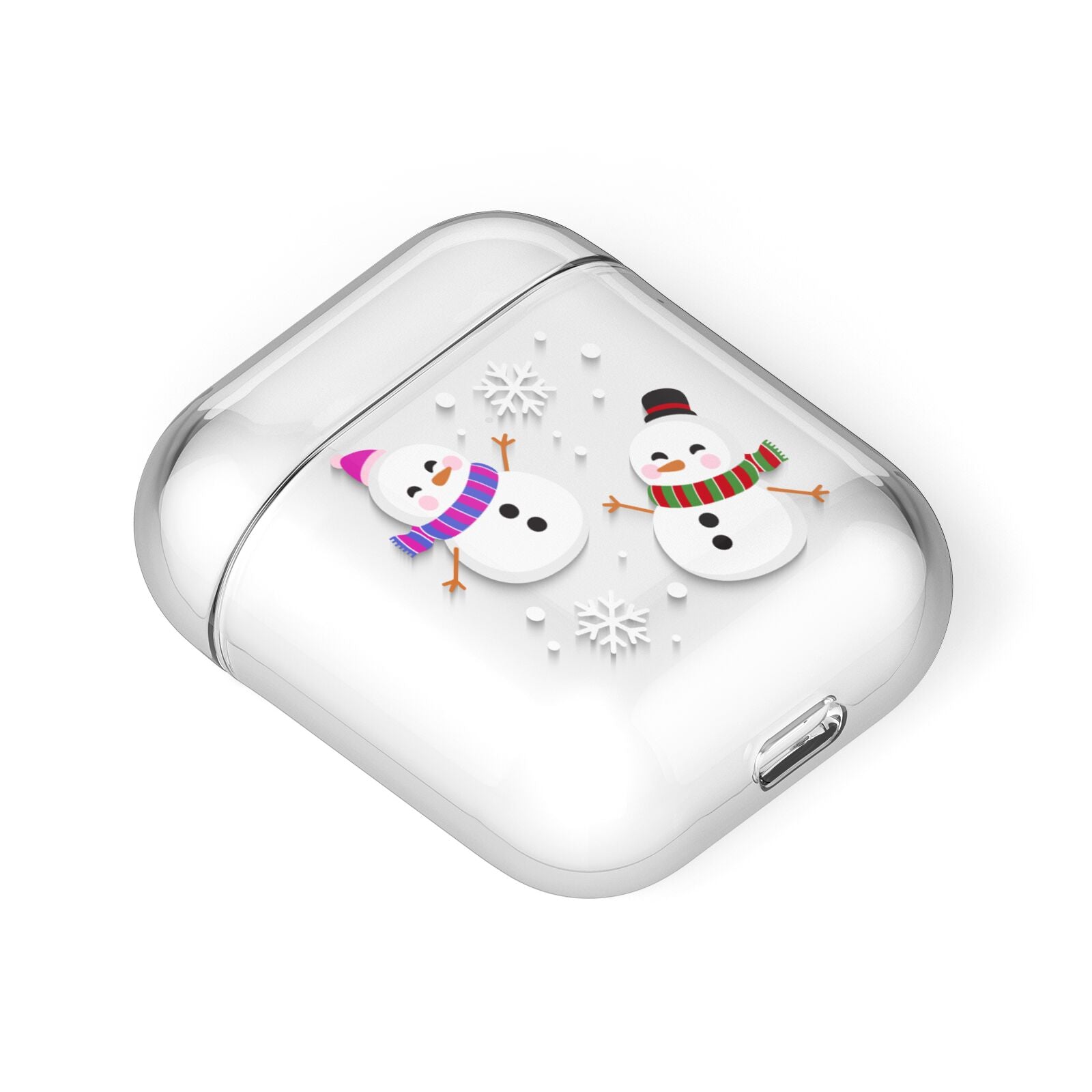 Happy Snowmen Illustrations AirPods Case Laid Flat