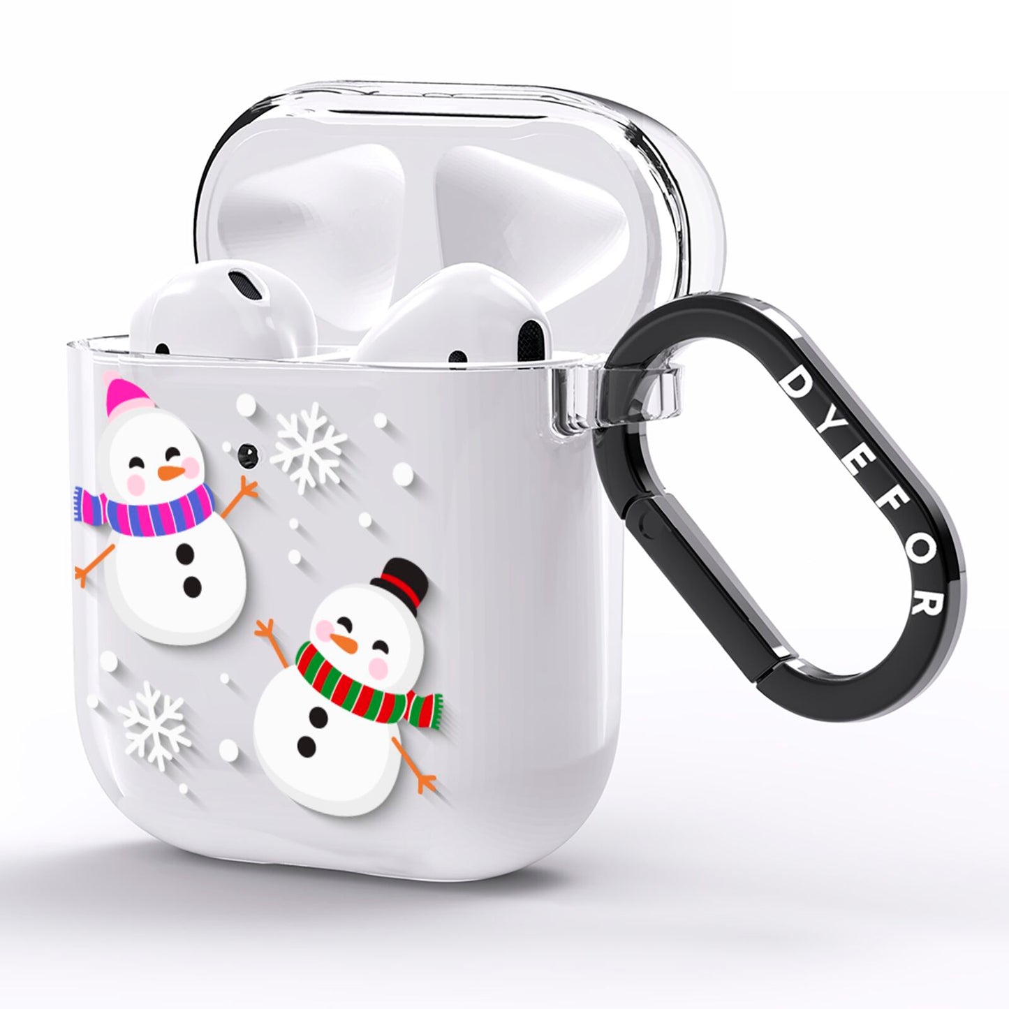 Happy Snowmen Illustrations AirPods Clear Case Side Image