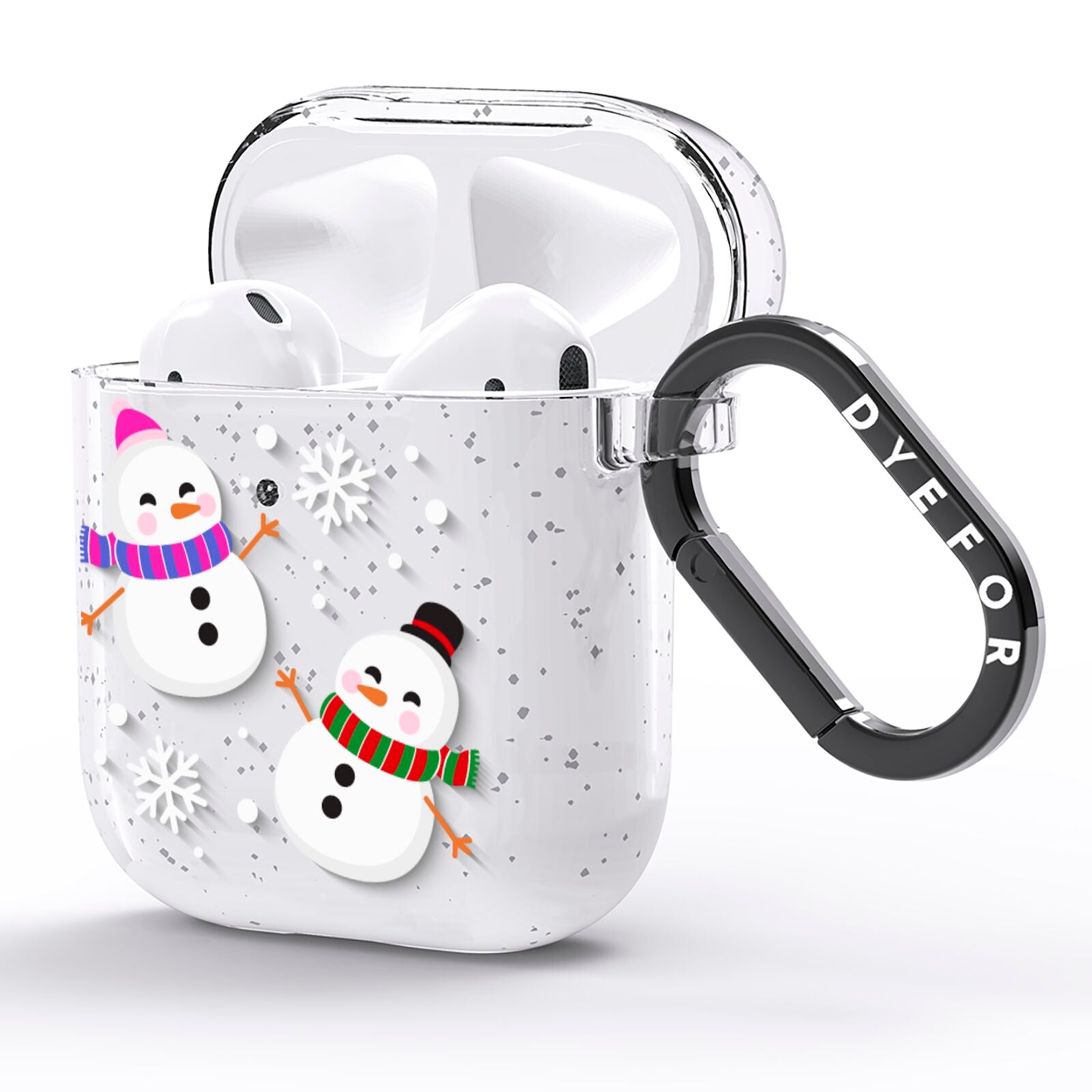 Happy Snowmen Illustrations AirPods Glitter Case Side Image