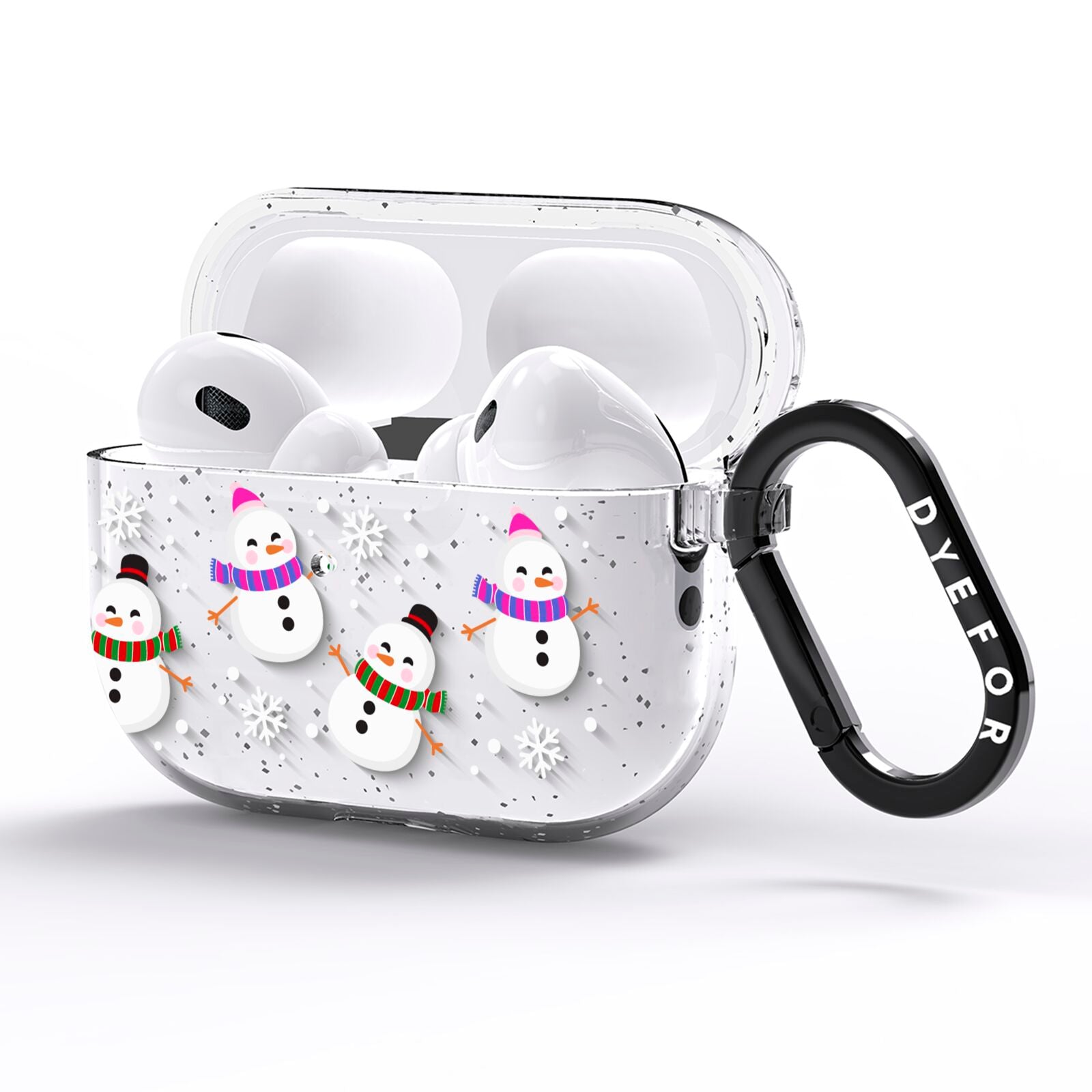 Happy Snowmen Illustrations AirPods Pro Glitter Case Side Image