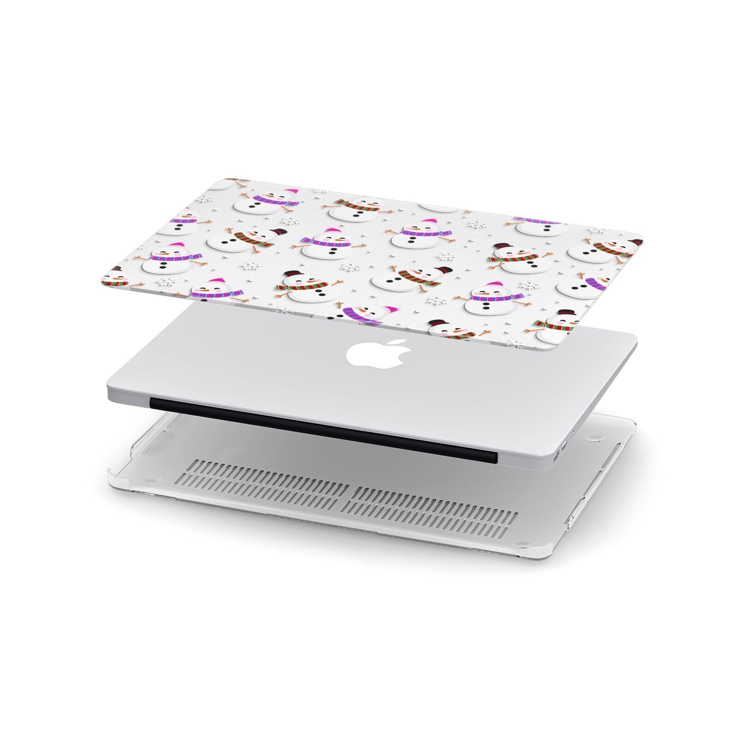 Happy Snowmen Illustrations Apple MacBook Case in Detail