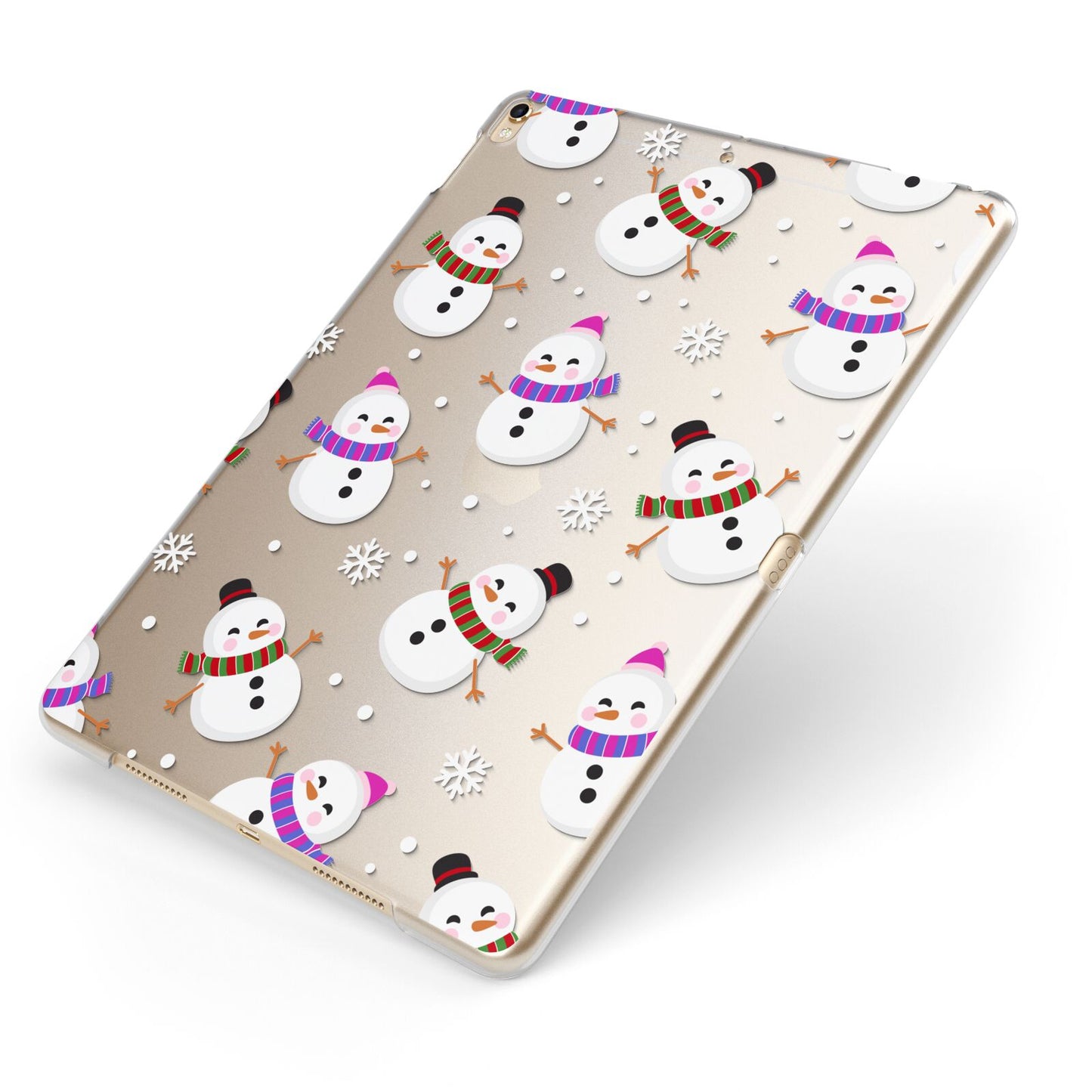 Happy Snowmen Illustrations Apple iPad Case on Gold iPad Side View