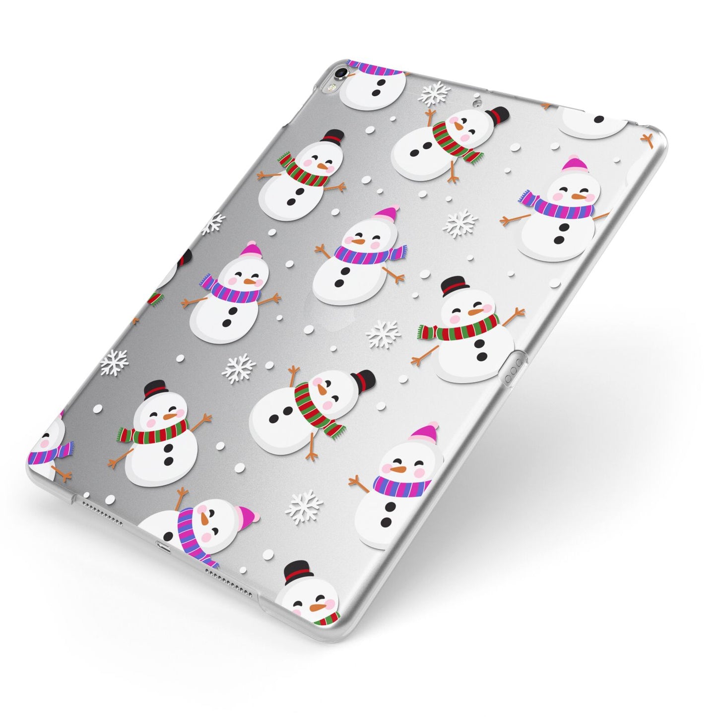 Happy Snowmen Illustrations Apple iPad Case on Silver iPad Side View