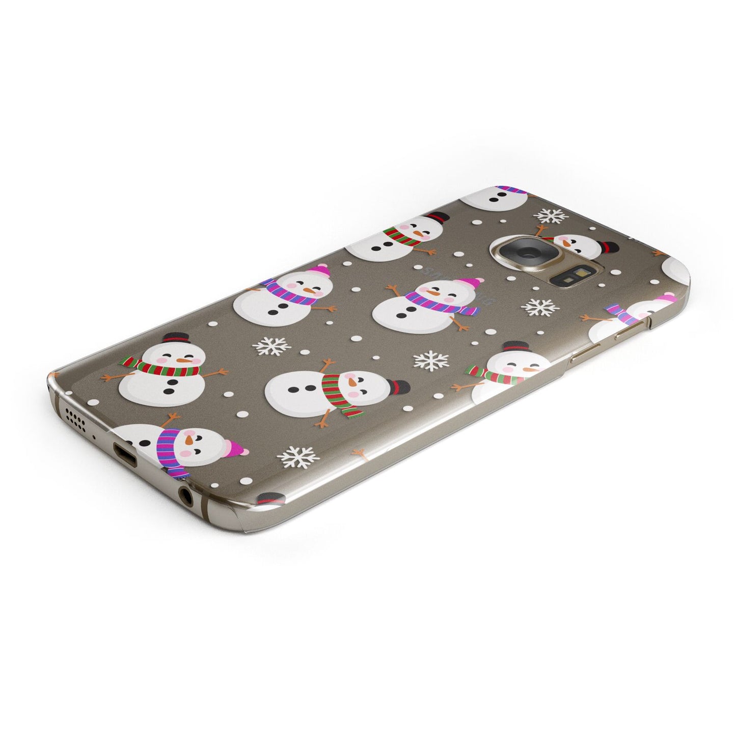 Happy Snowmen Illustrations Protective Samsung Galaxy Case Angled Image