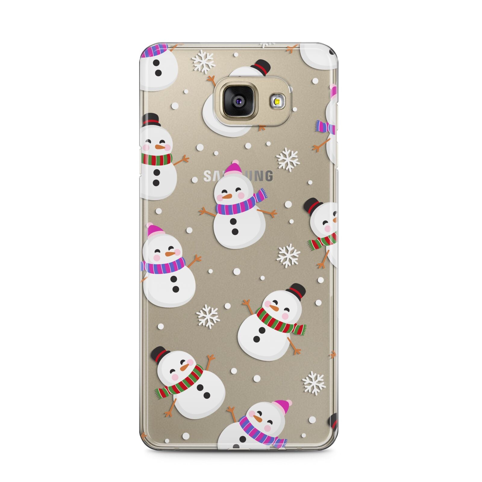 Happy Snowmen Illustrations Samsung Galaxy A5 2016 Case on gold phone