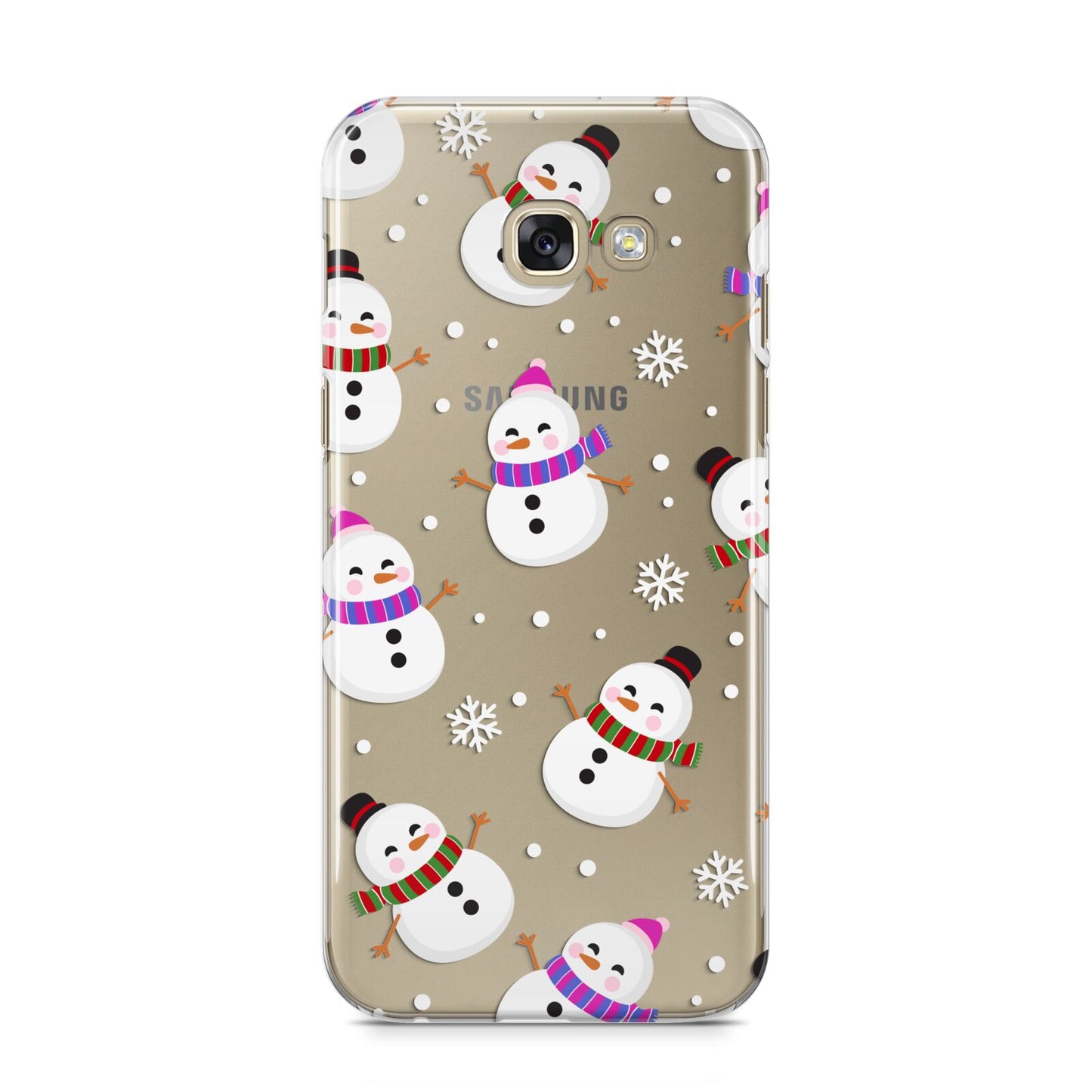 Happy Snowmen Illustrations Samsung Galaxy A5 2017 Case on gold phone