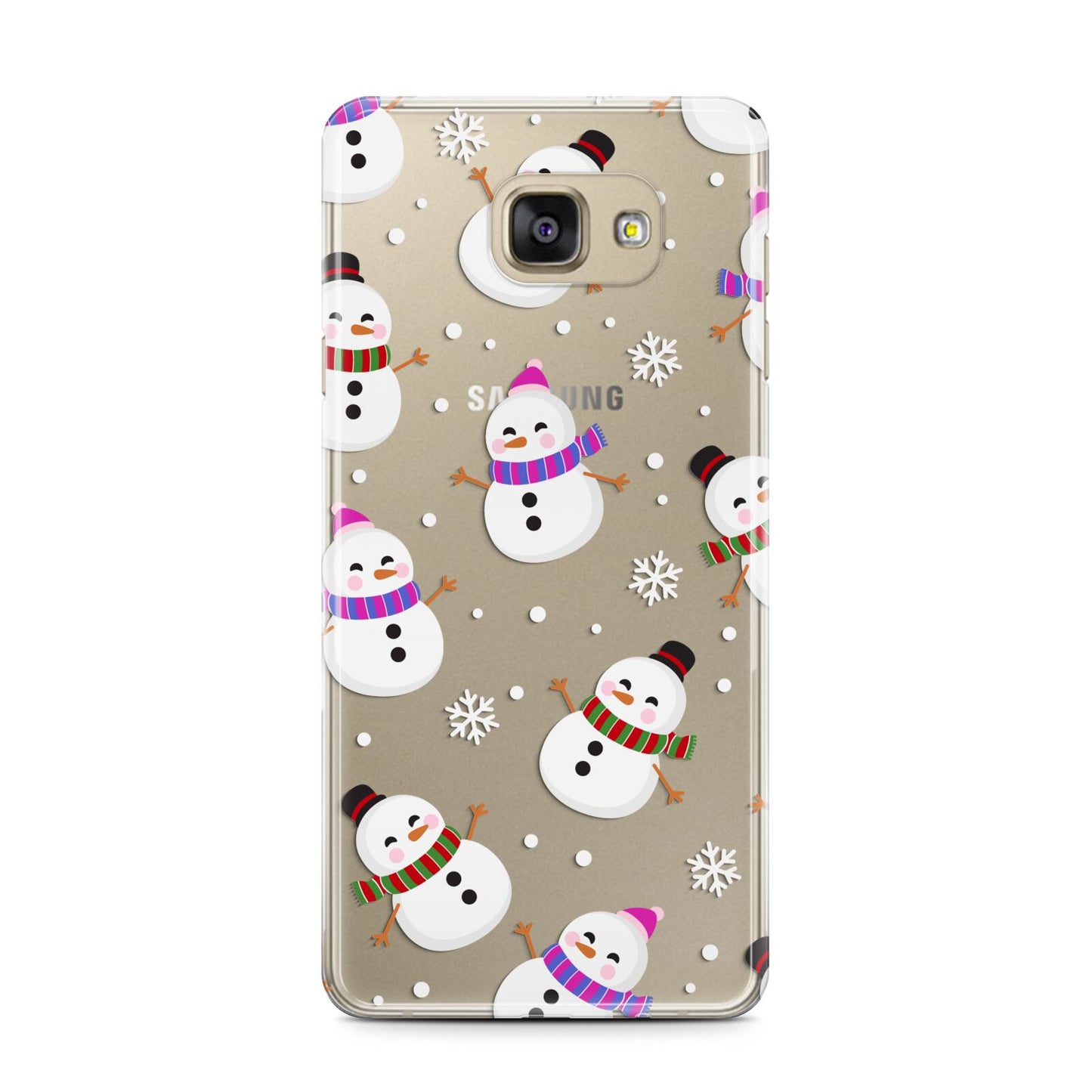 Happy Snowmen Illustrations Samsung Galaxy A7 2016 Case on gold phone