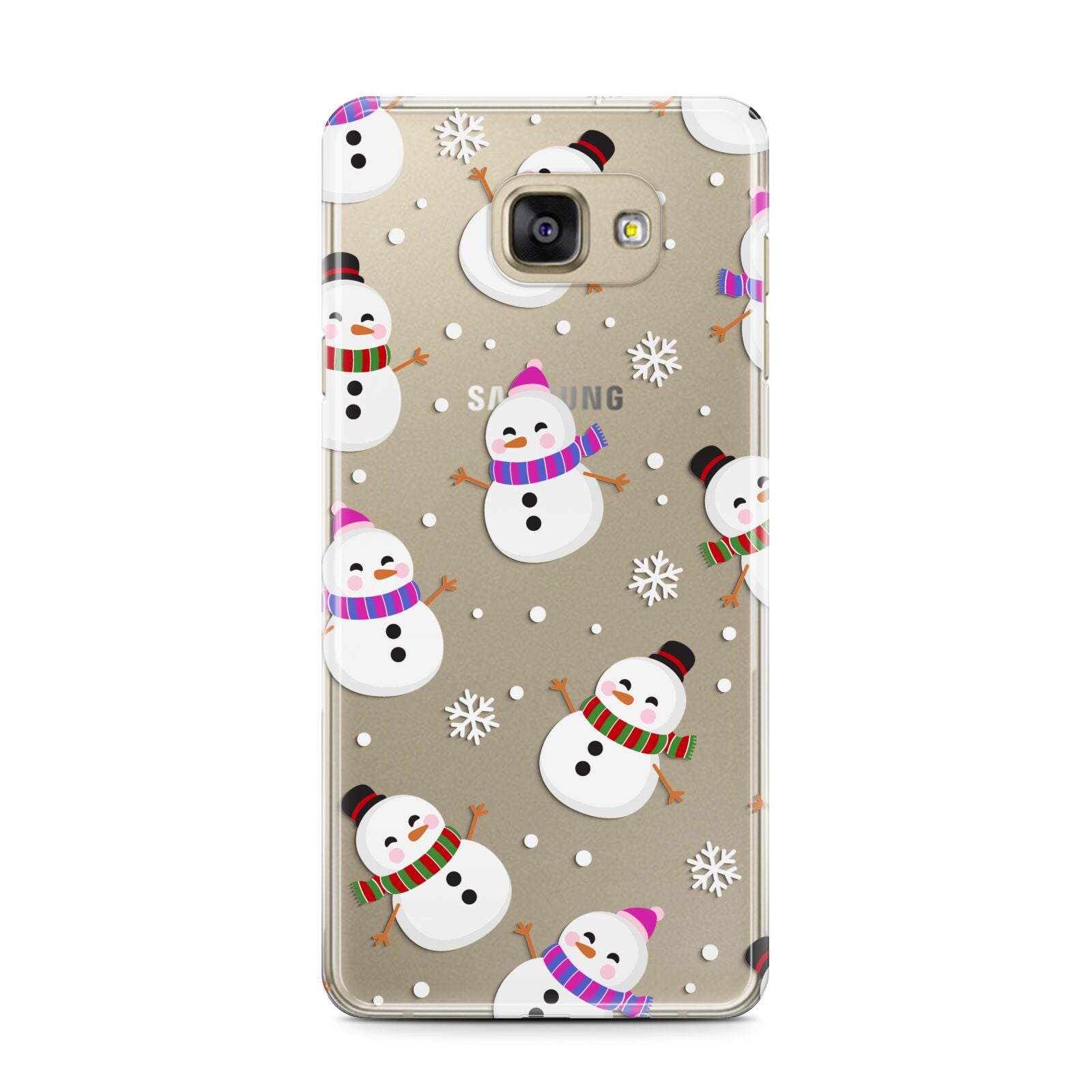 Happy Snowmen Illustrations Samsung Galaxy A7 2016 Case on gold phone