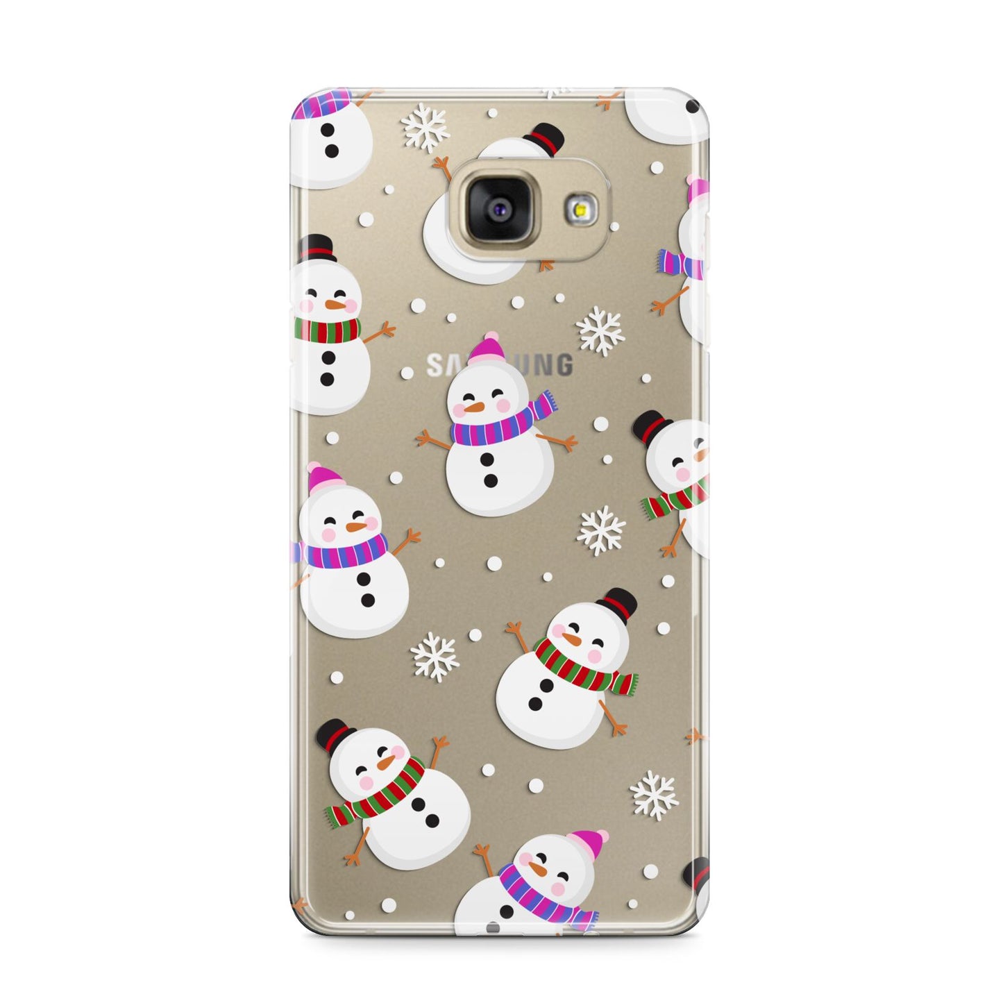 Happy Snowmen Illustrations Samsung Galaxy A9 2016 Case on gold phone