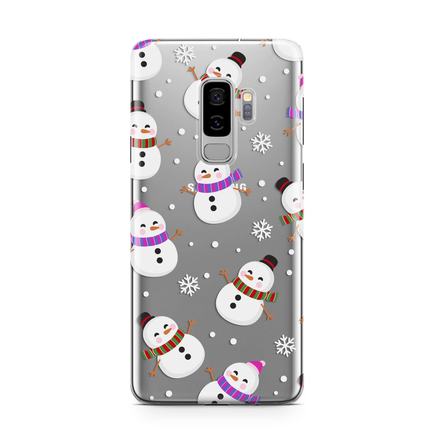 Happy Snowmen Illustrations Samsung Galaxy S9 Plus Case on Silver phone