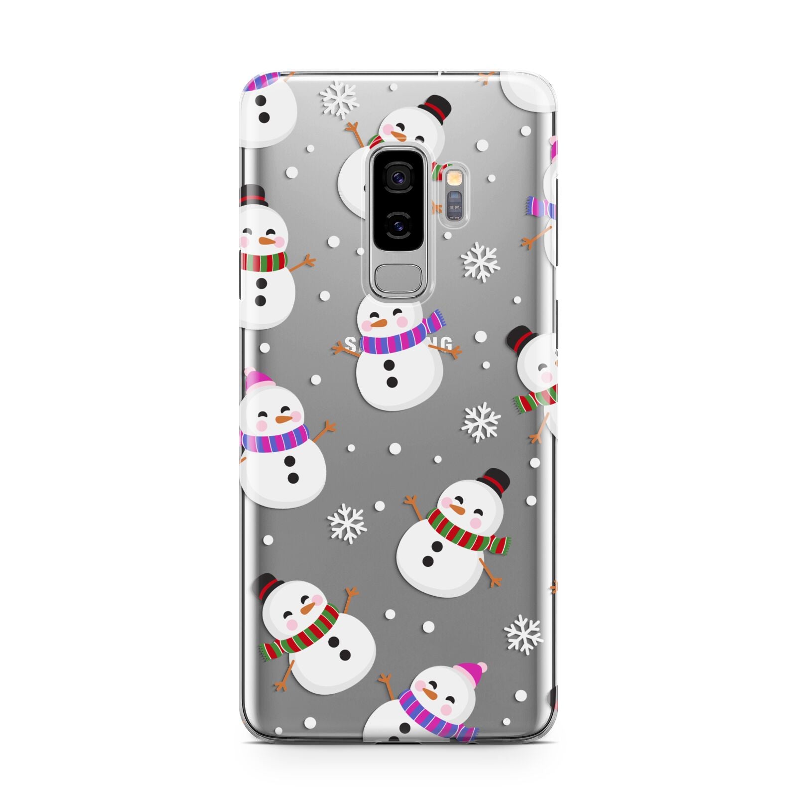 Happy Snowmen Illustrations Samsung Galaxy S9 Plus Case on Silver phone