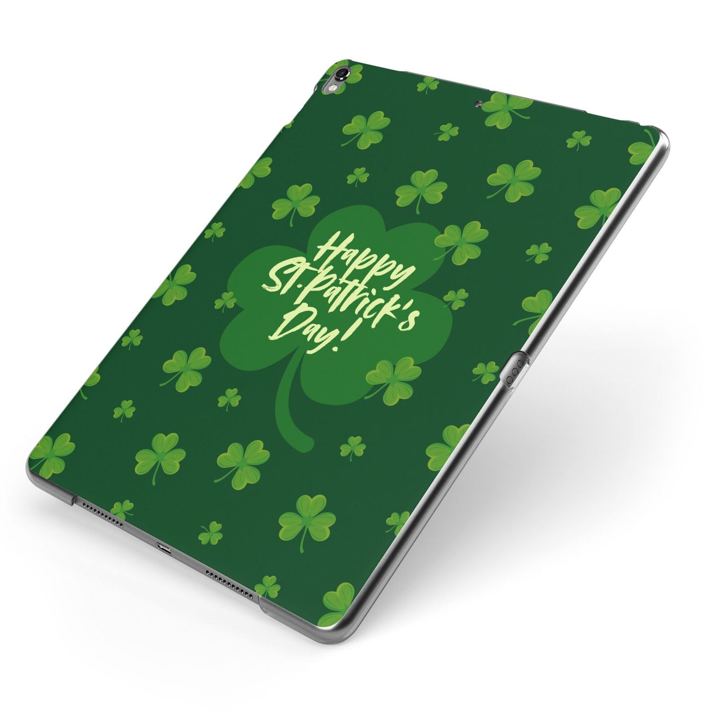 Happy St Patricks Day Apple iPad Case on Grey iPad Side View