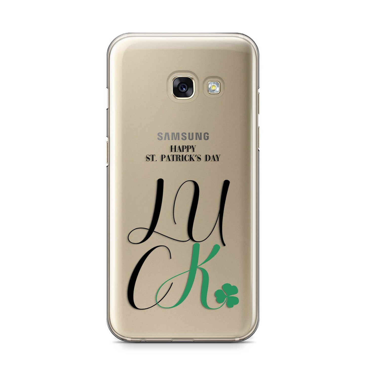 Happy St Patricks Day Luck Samsung Galaxy A3 2017 Case on gold phone