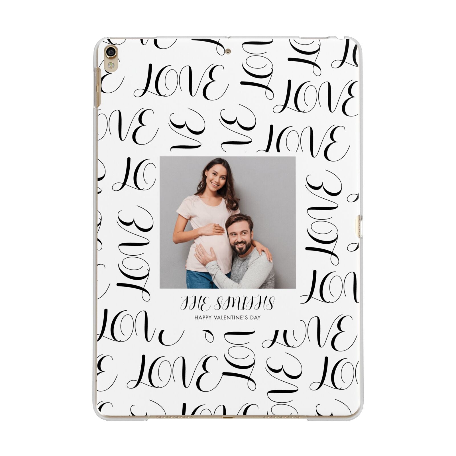 Happy Valentines Day Photo Upload Apple iPad Gold Case