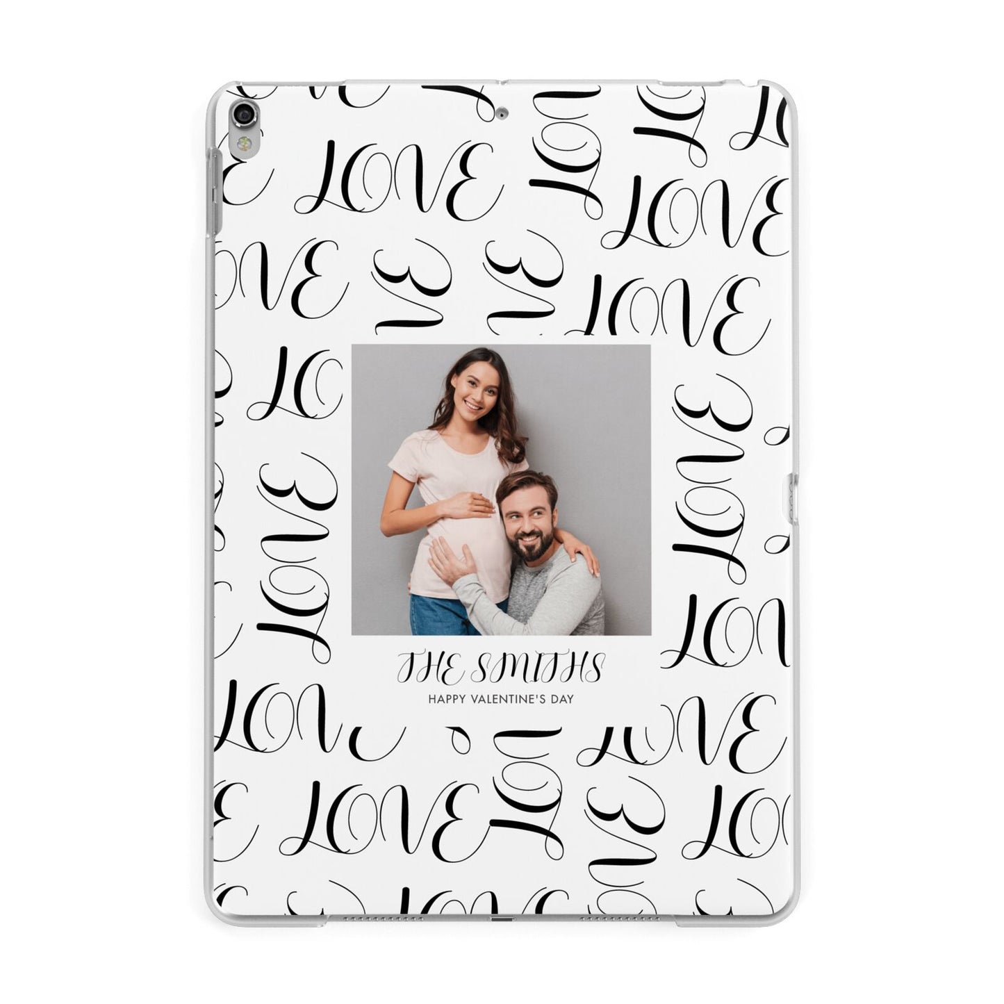 Happy Valentines Day Photo Upload Apple iPad Silver Case