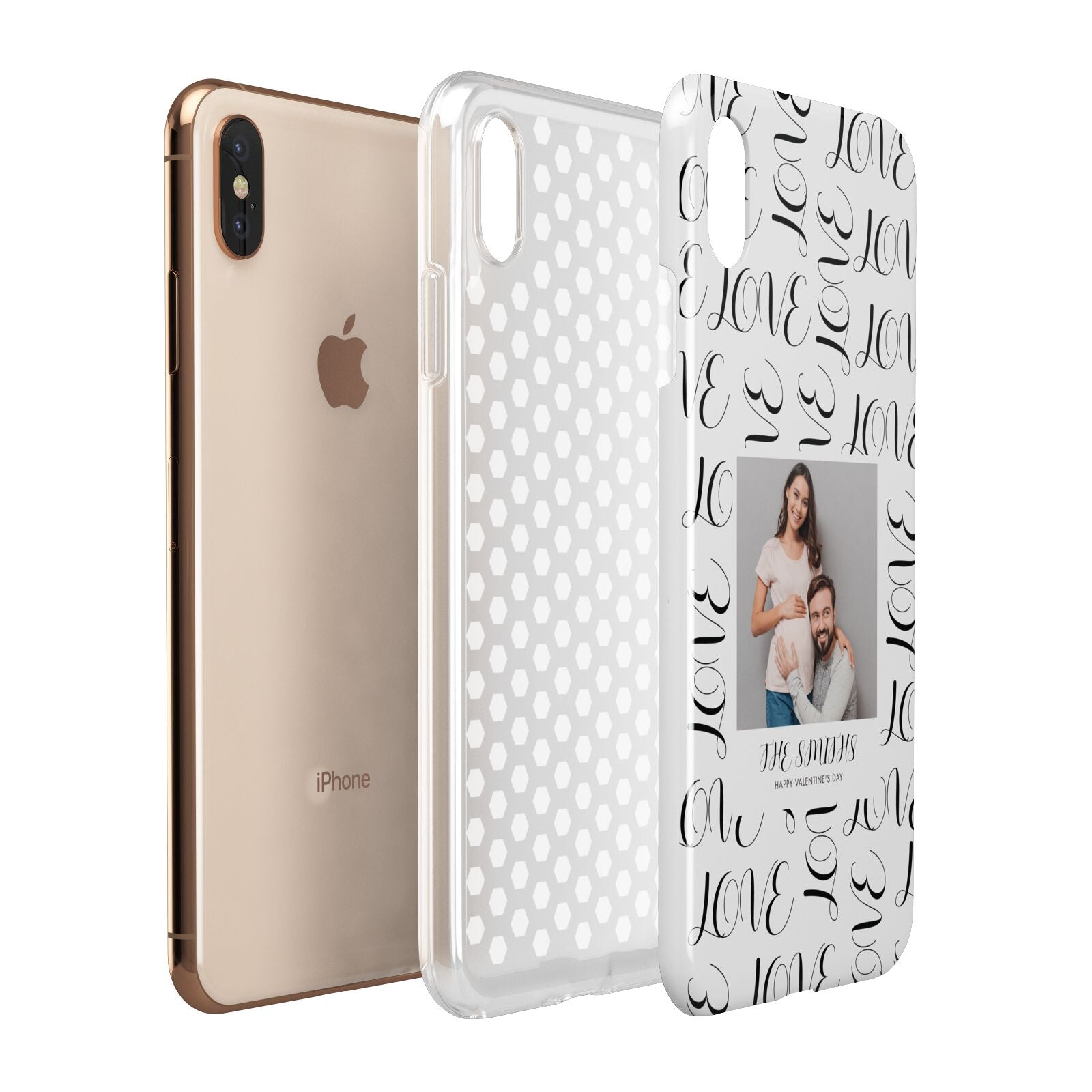 Happy Valentines Day Photo Upload Apple iPhone Xs Max 3D Tough Case Expanded View