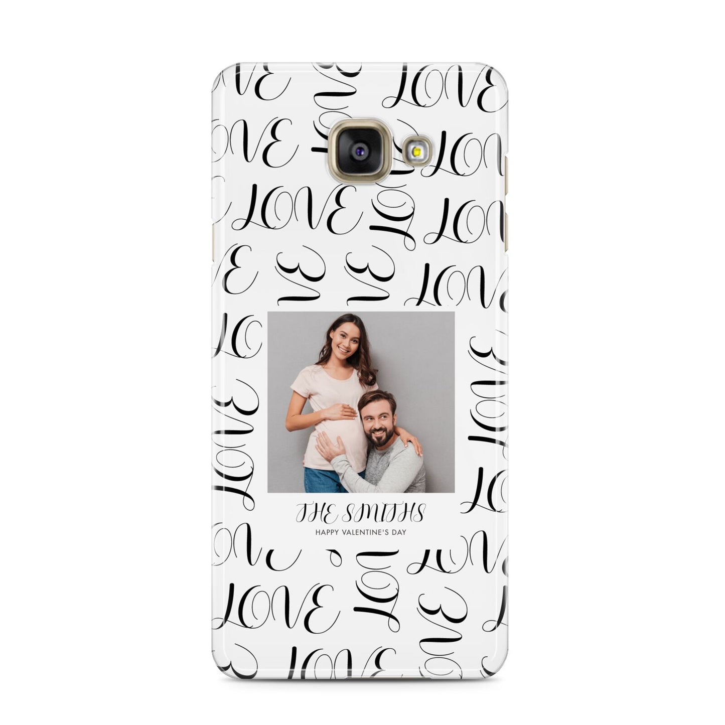 Happy Valentines Day Photo Upload Samsung Galaxy A3 2016 Case on gold phone